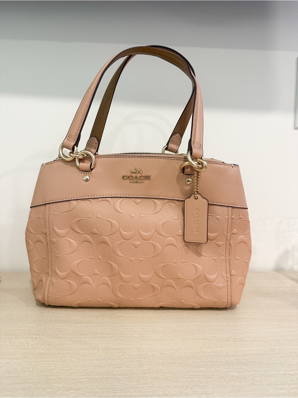 NWT Coach Blush Pink/ Nude Signature Leather Shoulder Bag